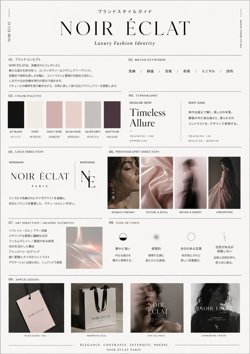用于生成针对特定人群、具有奢华美感的专业品牌指南的提示词。
