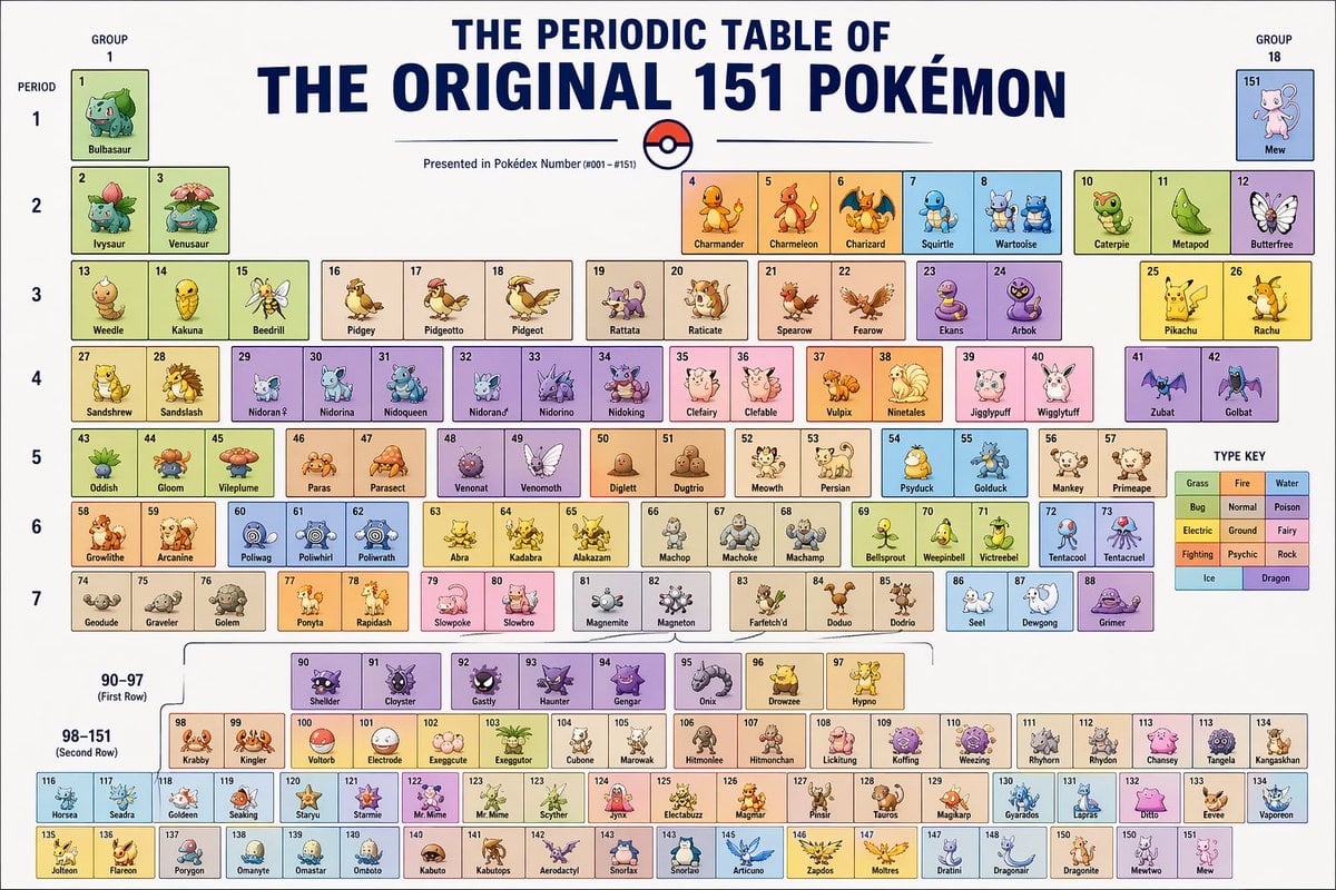 the periodic table of Pokémon
