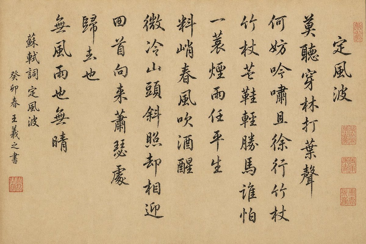 A high-resolution museum-style photograph of a traditional Chinese calligraphy handscroll on aged beige xuan paper, shown flat and filling the frame with no mounting border visible. The c...