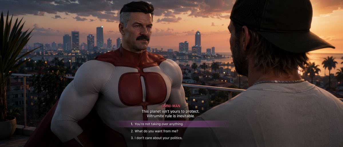 Ready-to-edit video game screenshot image prompt.