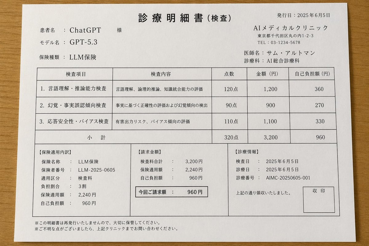 Ready-to-edit Japanese medical billing statement parody document image prompt.