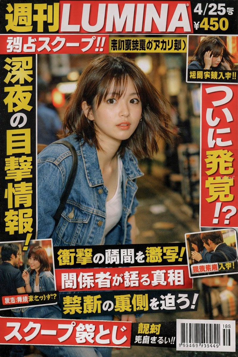 Ready-to-edit Japanese tabloid magazine cover image prompt.