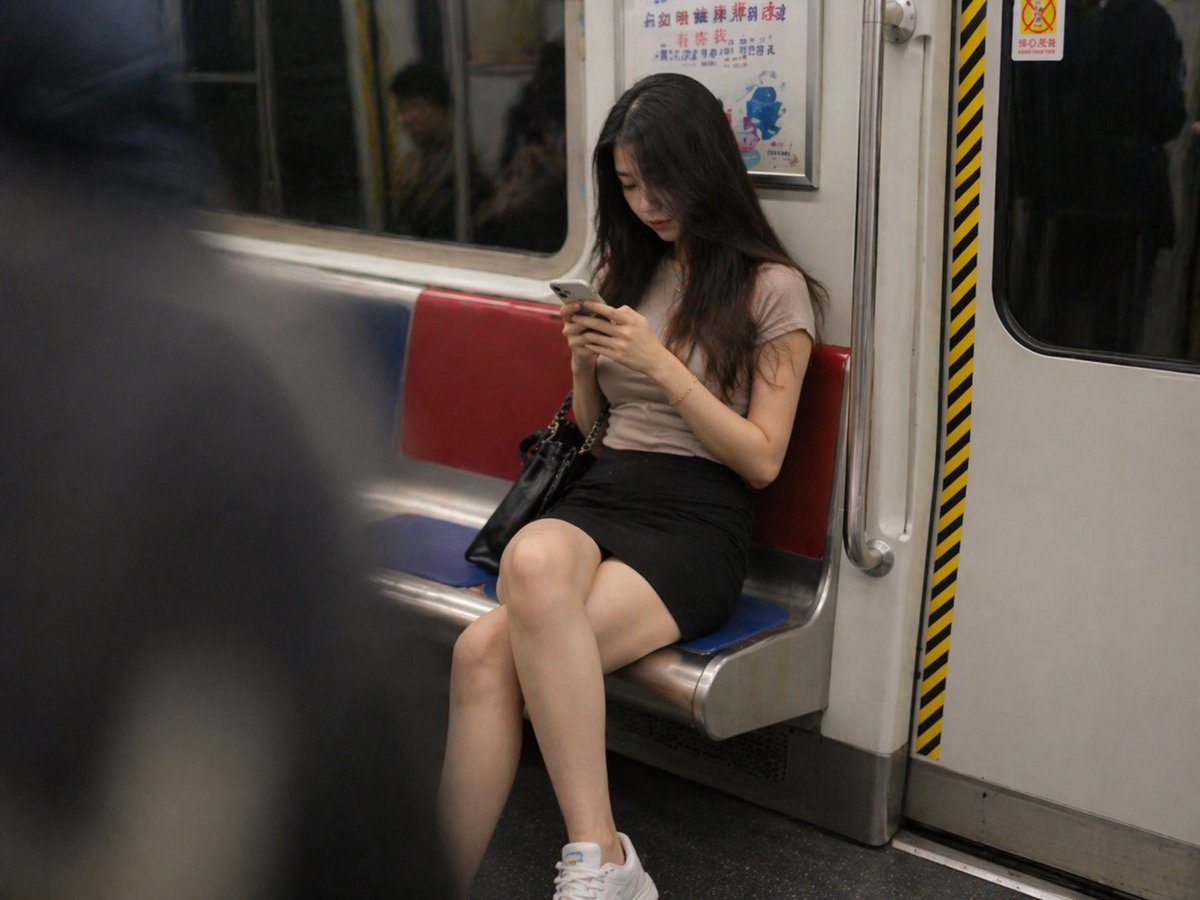 一个简单且高效的提示词，用于使用 GPT image-2 生成一张高质量的地铁女性抓拍风格照片。
