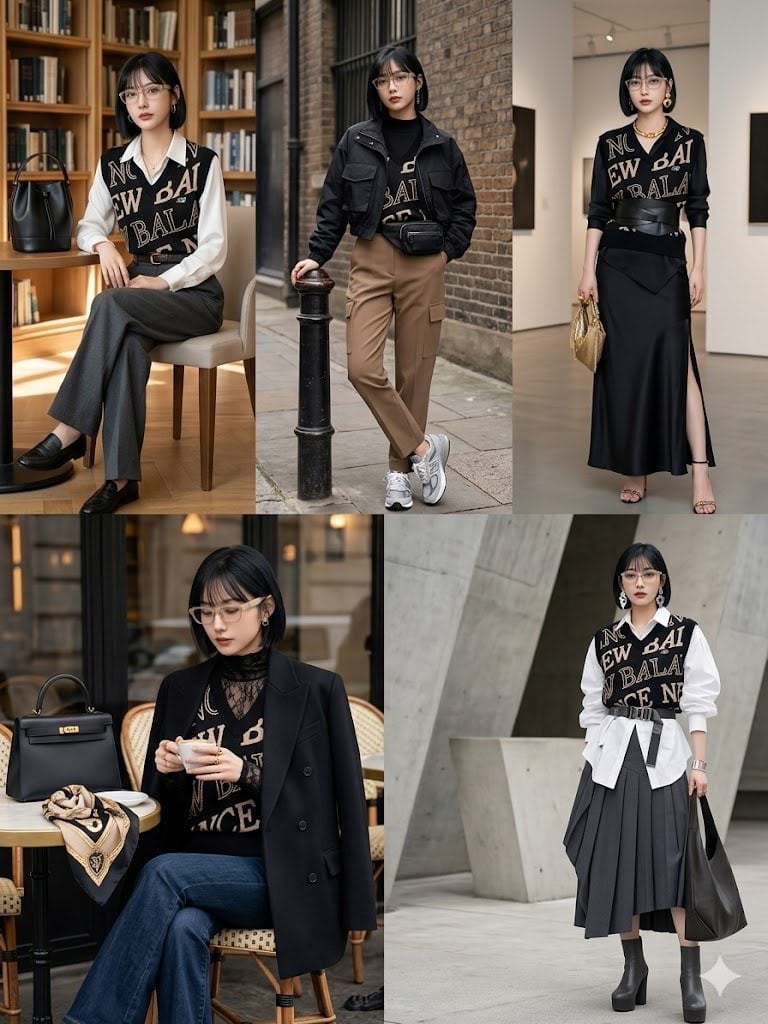 Ready-to-edit fashion styling collage image prompt.