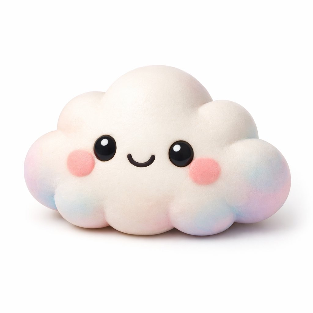Generates a cute, 3D-rendered kawaii character with a soft matte texture on a white background, perfect for app icons or avatars.