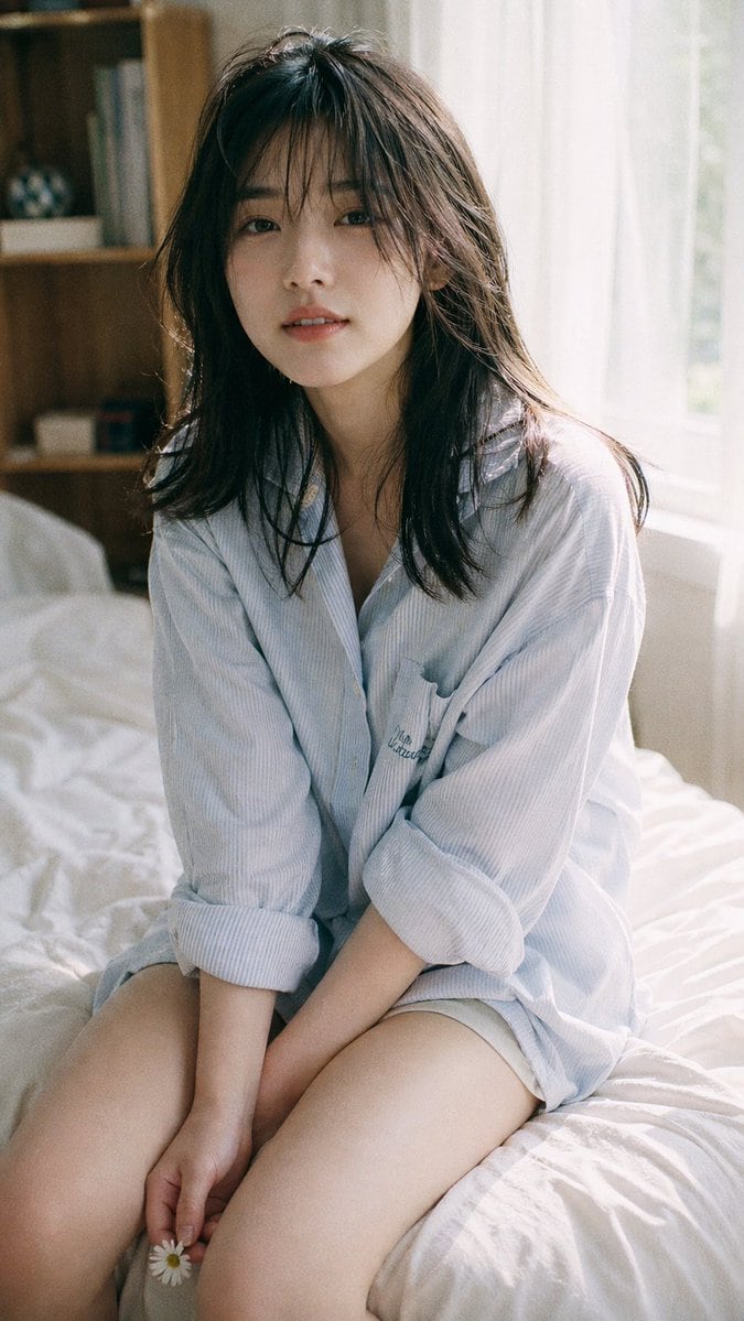 9:16 vertical — Japanese Fuji film style portrait, single subject Fujifilm analog aesthetic (Pro 400H / Superia feel), soft pastel tones, slight green-magenta shift, low contrast, gentle...