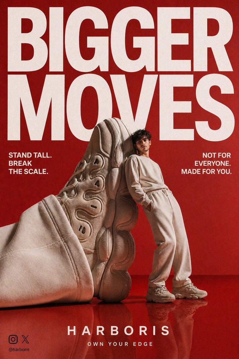 A detailed prompt for creating a luxury streetwear poster using a reference image, featuring dramatic lighting and bold typography.