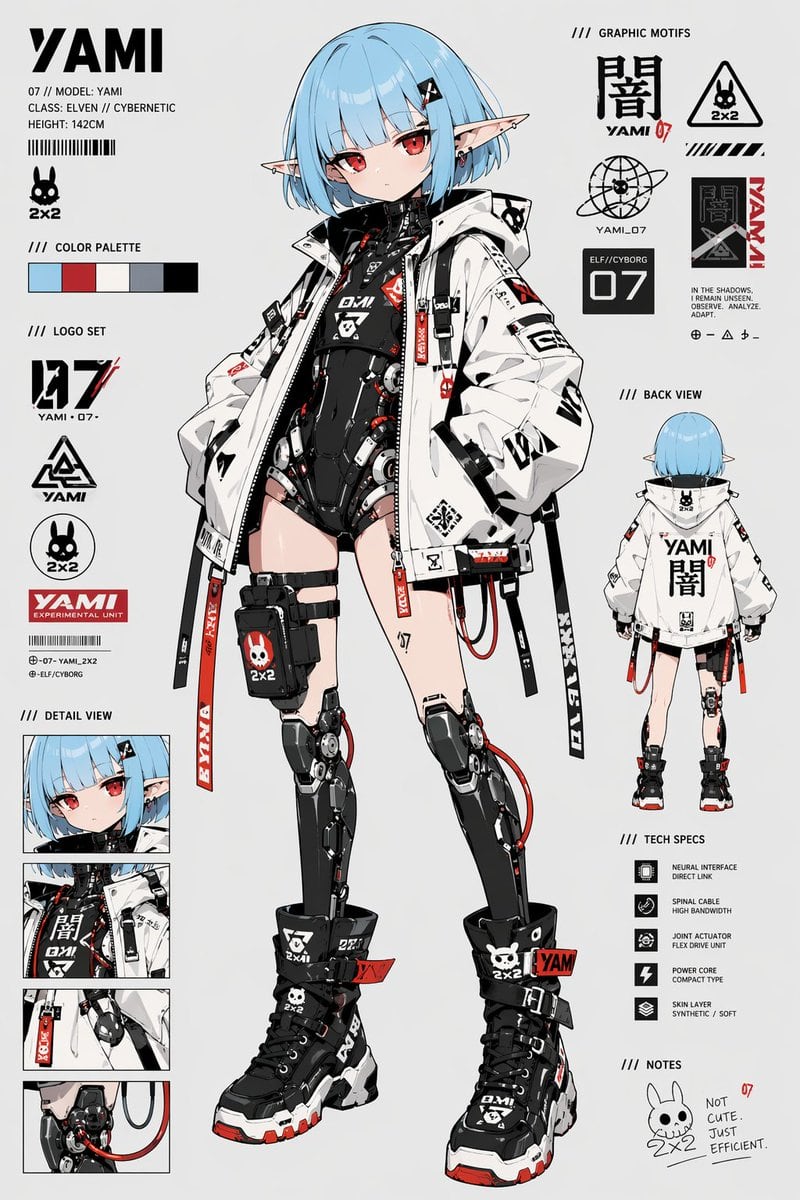 Ready-to-edit anime character reference sheet image prompt.