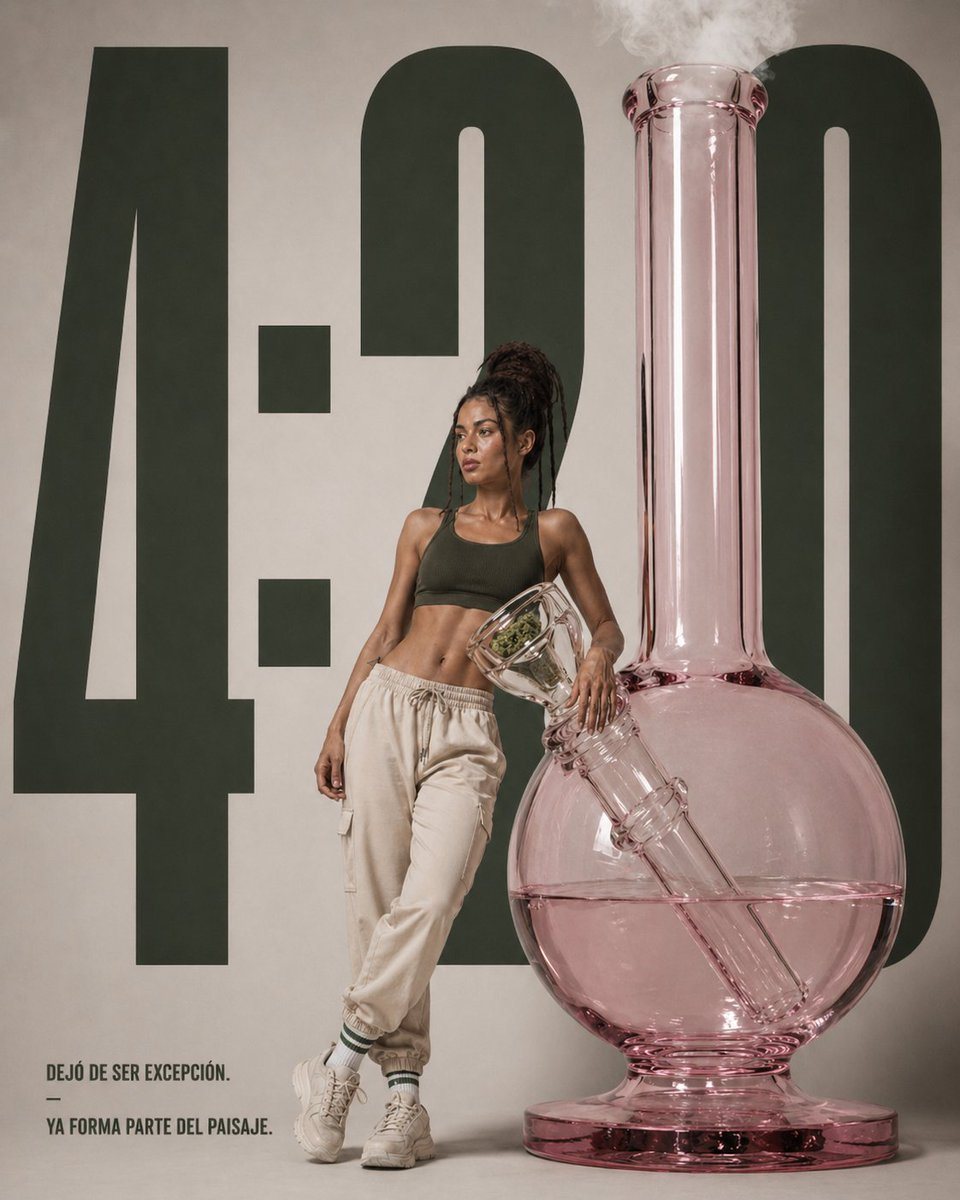 This prompt generates a stylish studio ad image combining an oversized smoking product with fashion-editorial typography, ideal for cannabis lifestyle campaigns or conceptual product posters.