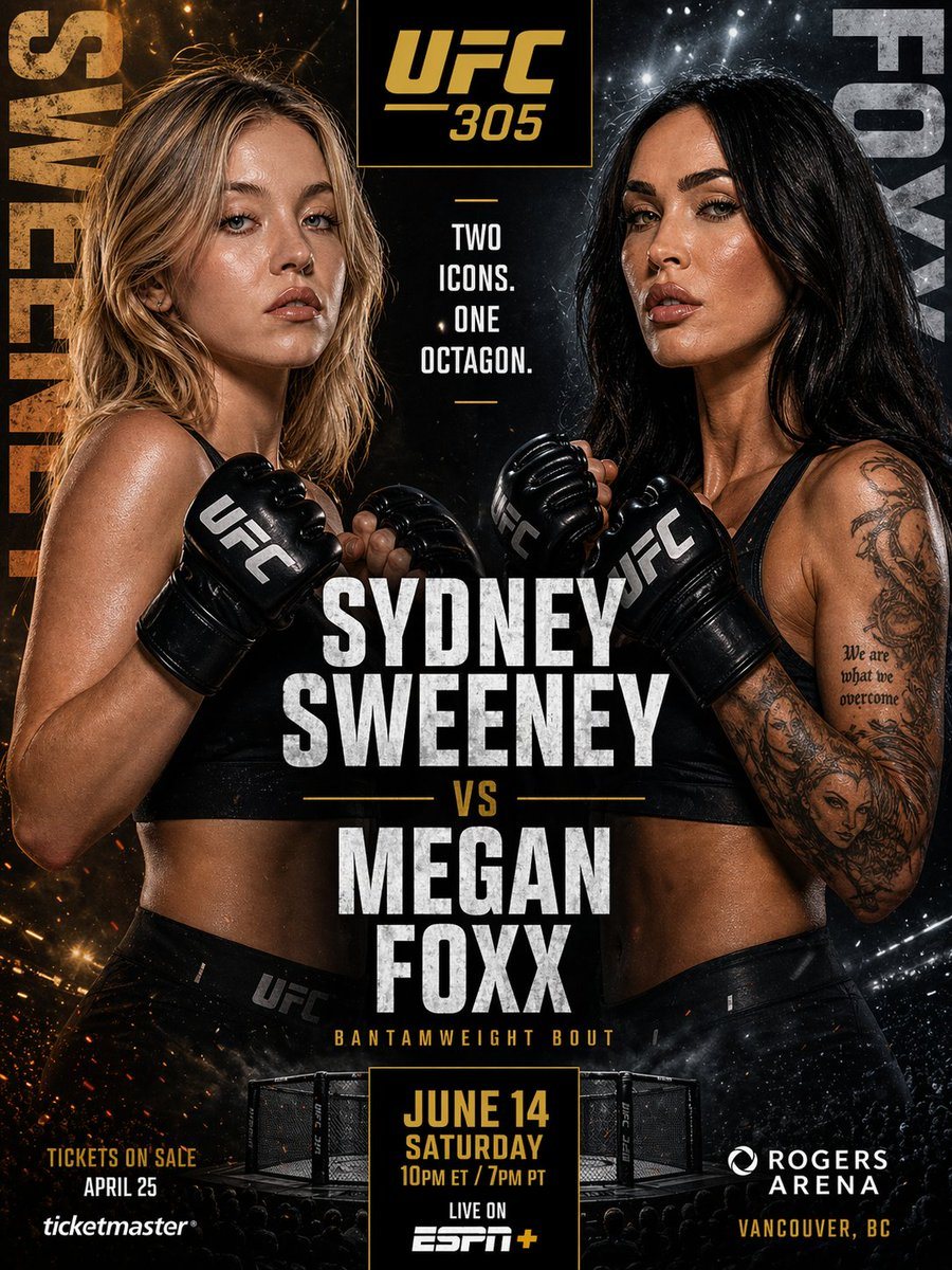 此提示词可生成一张精致的 MMA 按次付费（PPV）海报，采用戏剧性的对阵宣传布局，展示两位女性格斗选手。
