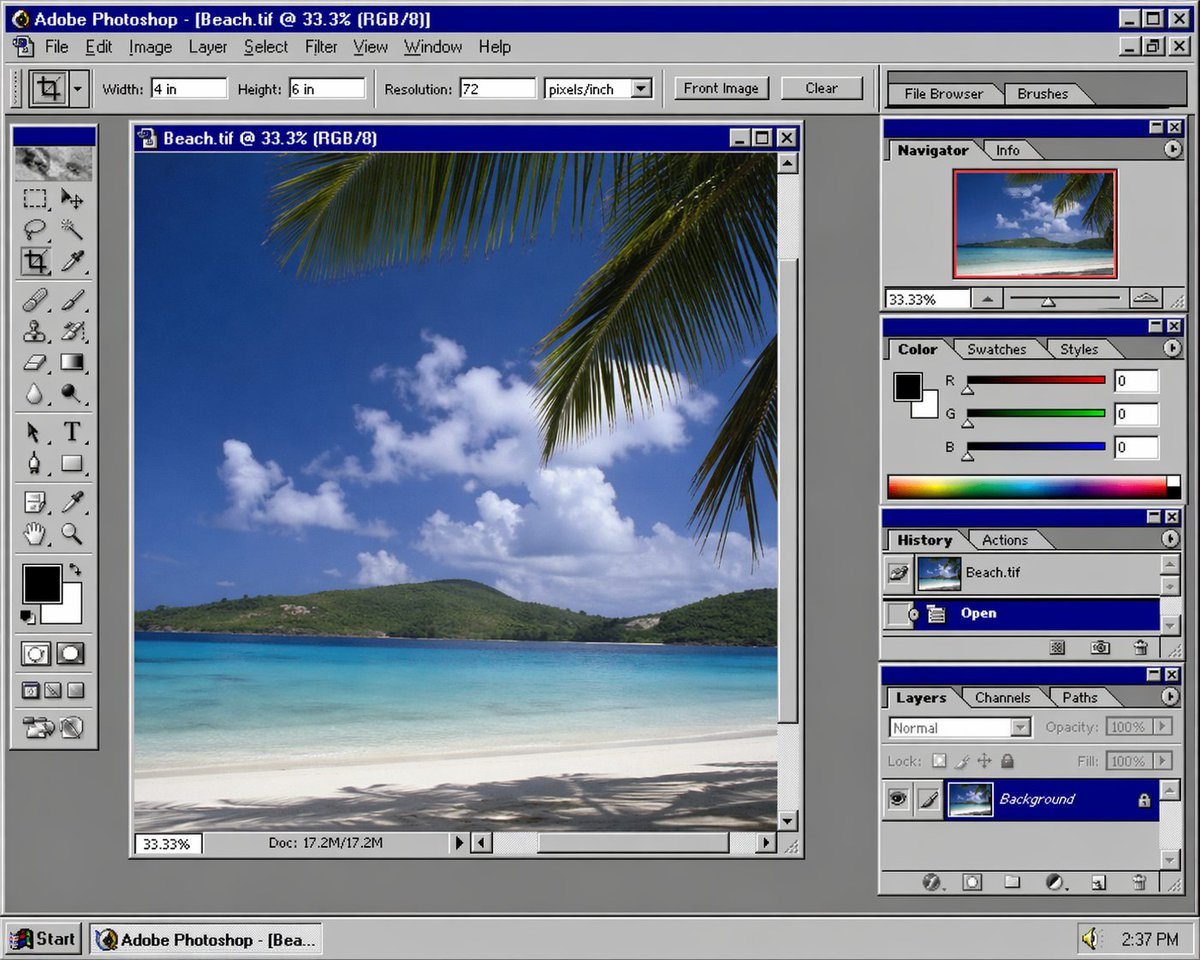 a screenshot of Photoshop in 90s