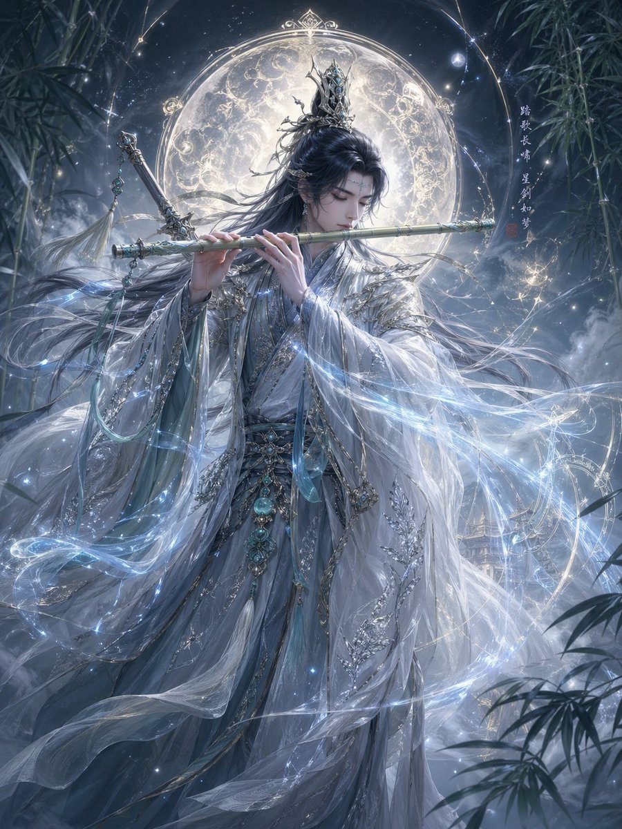 一份用于生成高端电影级东方奇幻 CG 角色的综合提示词，包含对光影、服饰及神话元素的详细描述。