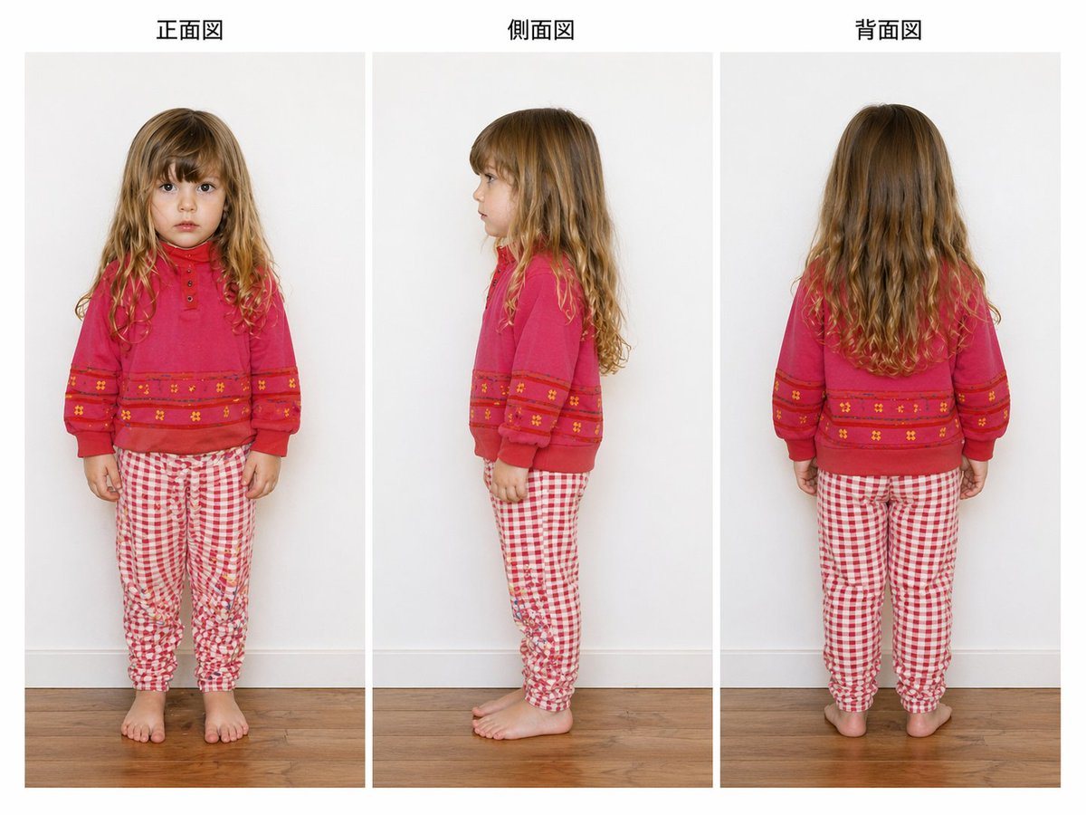 Ready-to-edit children's clothing reference sheet image prompt.