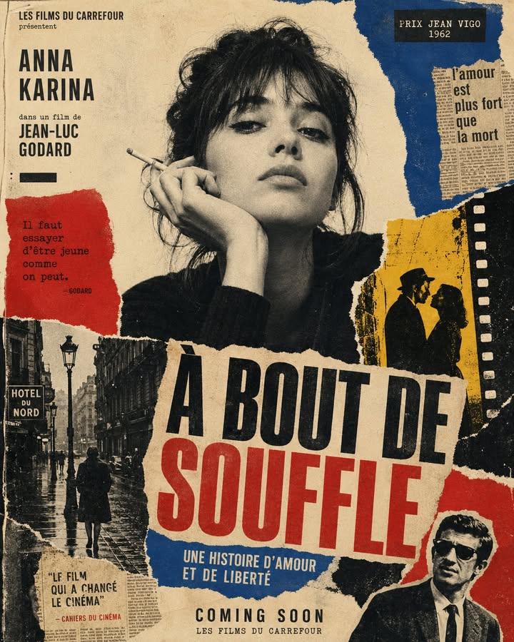 A detailed prompt for creating a vintage-style 1960s European art-house film poster with collage elements, bold typography, and a raw, tactile aesthetic.