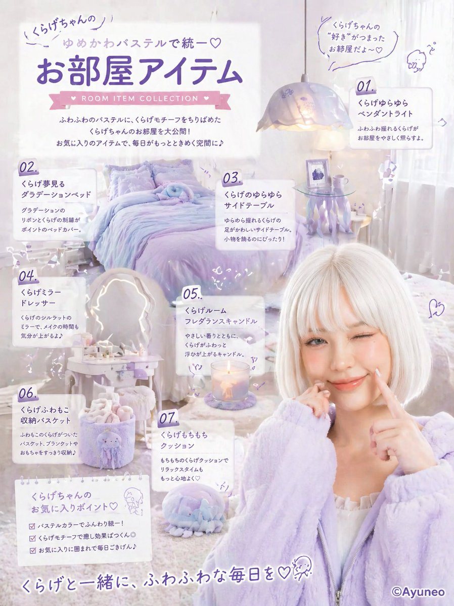 Ready-to-edit pastel kawaii interior poster collage image prompt.