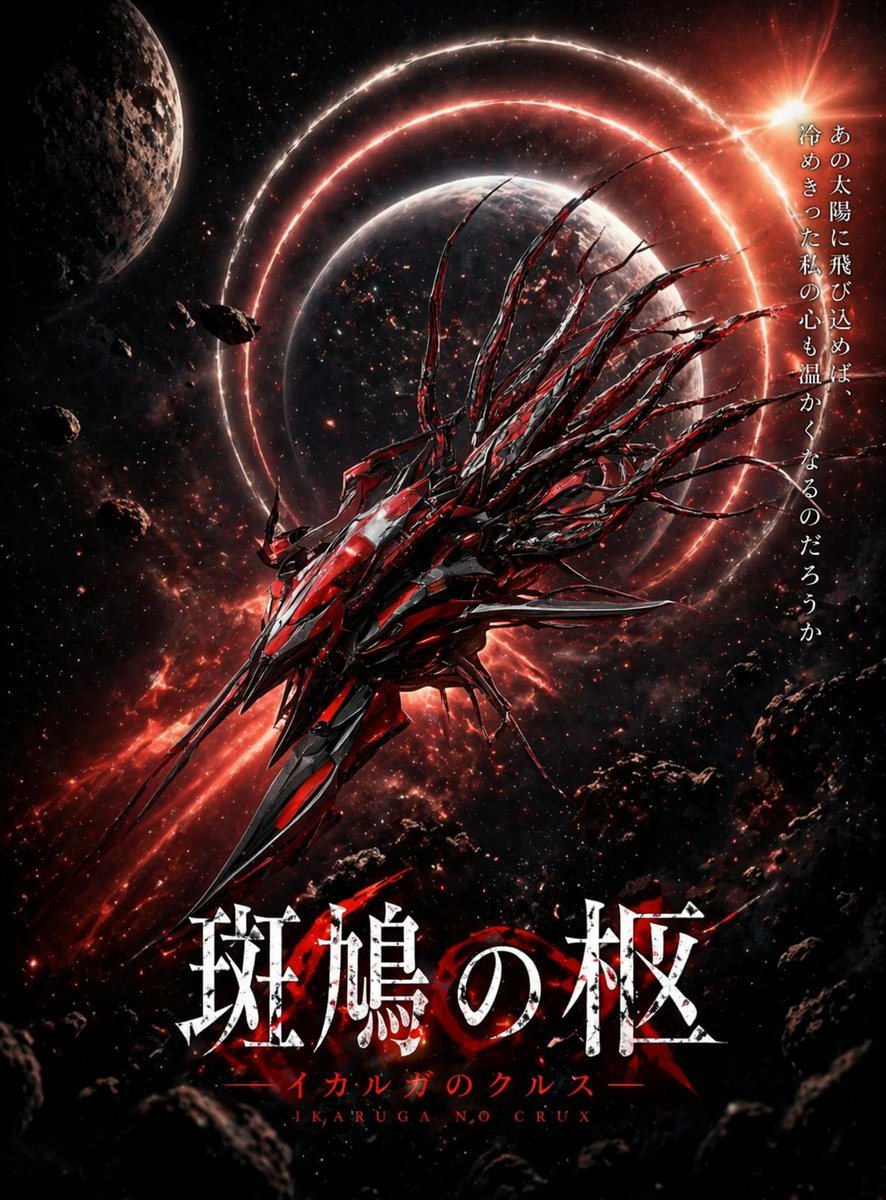 A dramatic vertical sci-fi key visual poster for a dark space opera game, featuring a single colossal alien-mechanical spacecraft centered slightly low in the frame, angled diagonally fro...
