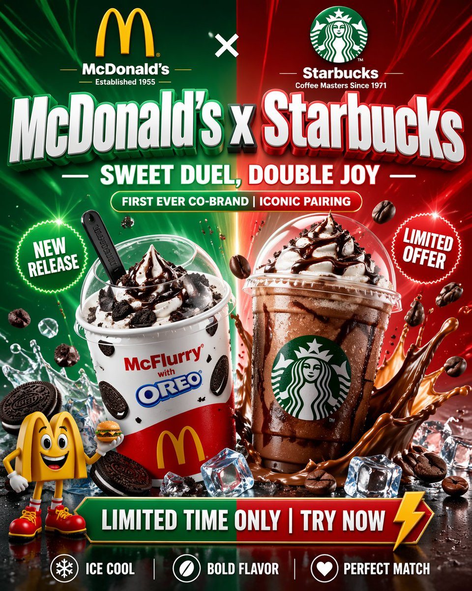 Ready-to-edit promotional fast-food crossover poster image prompt.