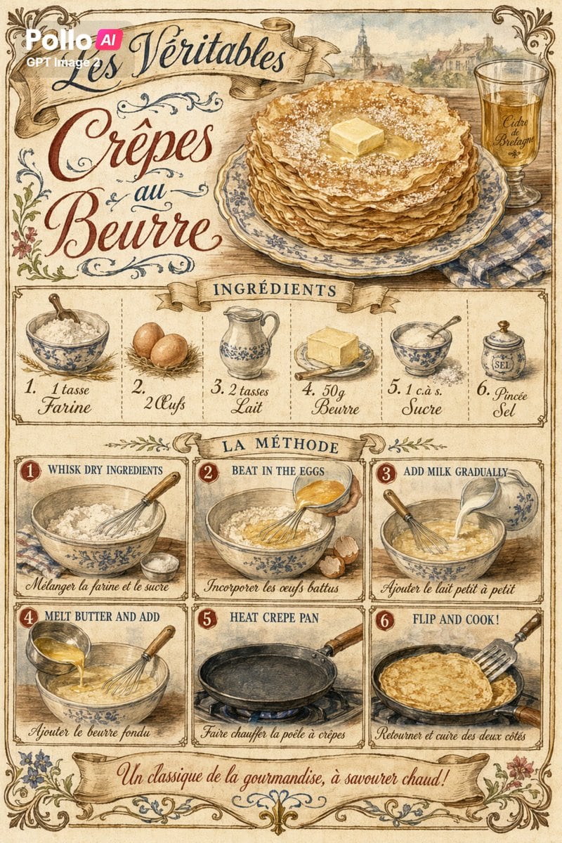 Ready-to-edit vintage French recipe poster image prompt.