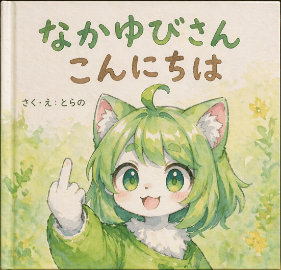 Generates a soft watercolor-style children's book cover featuring a cute character and customizable Japanese title text.
