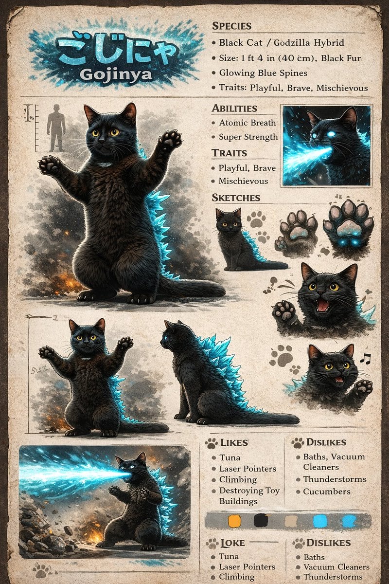 Ready-to-edit creature concept art reference sheet image prompt.