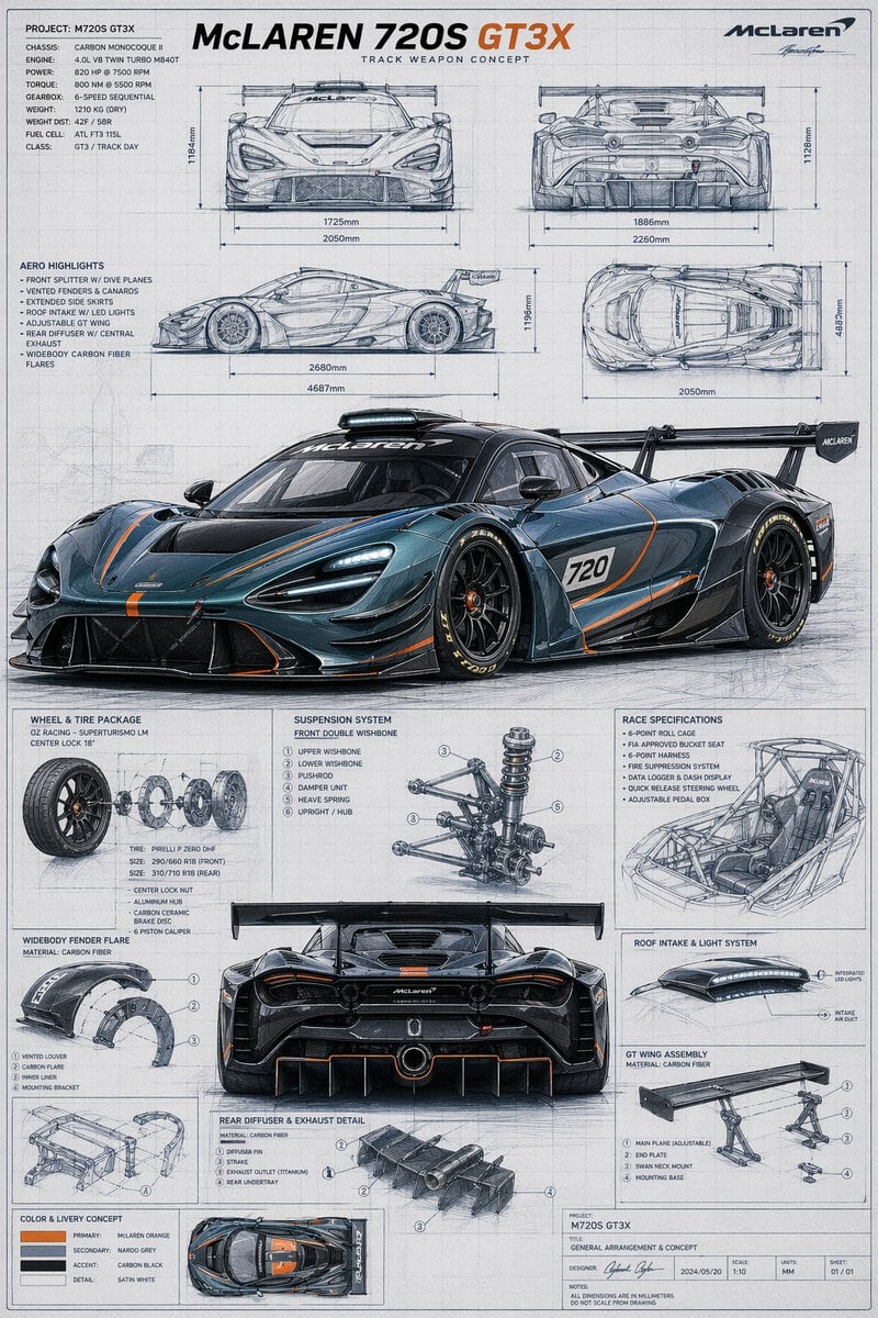 Ready-to-edit automotive technical blueprint poster image prompt.