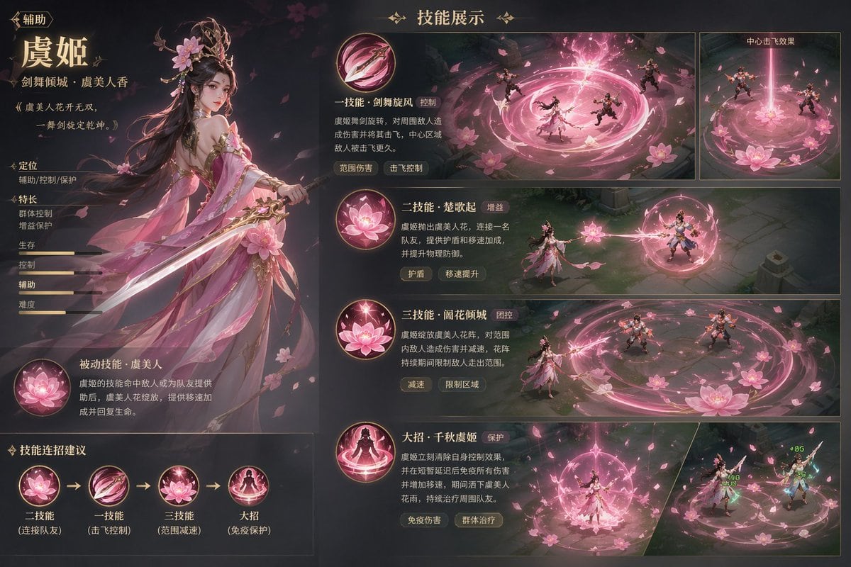 可视化呈现游戏角色的辅助技能及其视觉特效。