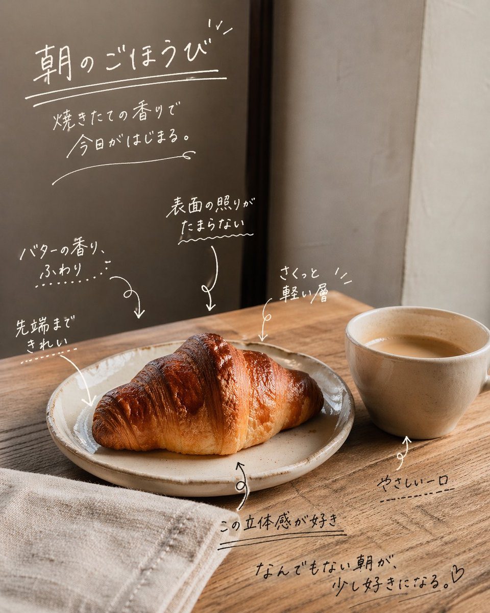 Using the provided reference image, keep the cafe photo composition, lighting, food, cup, plate, table, and background unchanged, and turn it into an emotive social-media style annotated...