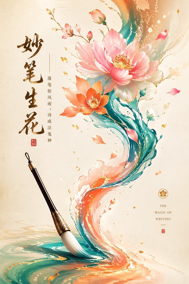 一份用于创作高端极简插画的详尽提示词,融合了传统东方美学与现代商业设计。