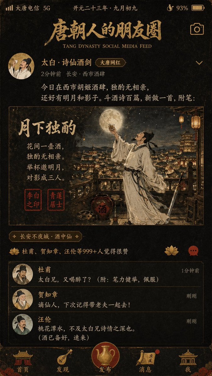 Ready-to-edit ancient Chinese social media app screenshot poster image prompt.