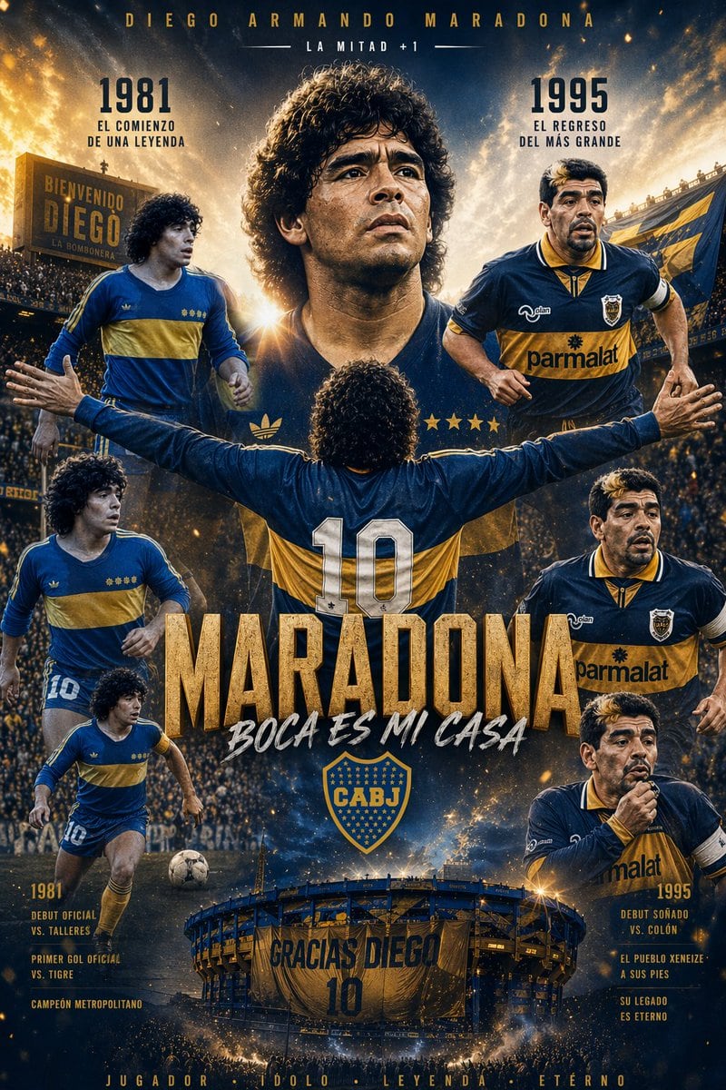 poster infografía de Maradona en Boca