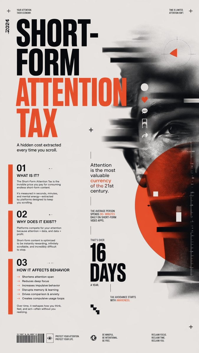 A bold editorial poster in a brutalist Swiss-modern infographic style on a light warm-gray background, portrait orientation, with a split composition: oversized typography dominating the...