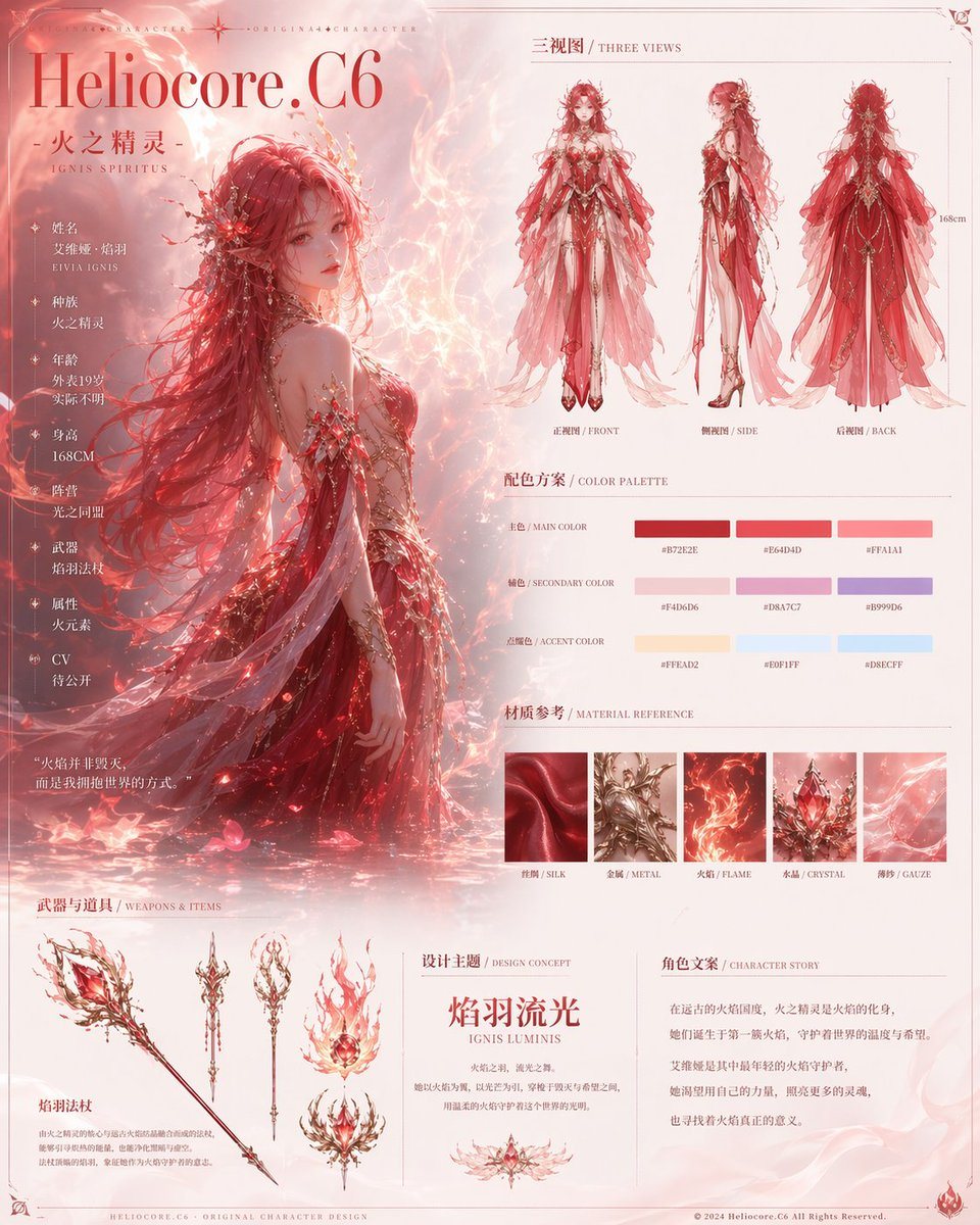 Ready-to-edit anime character design reference sheet poster image prompt.