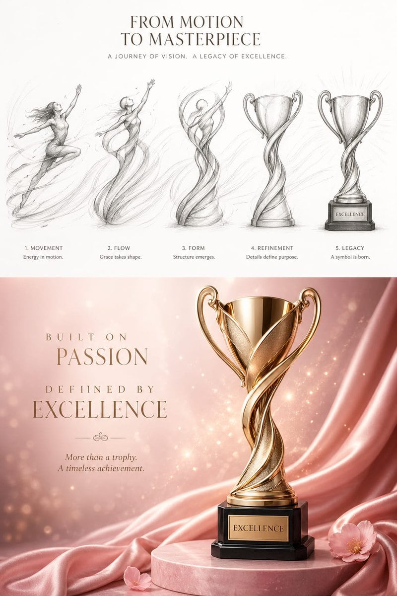 A sophisticated poster prompt combining a pencil sketch transformation sequence with a hyper-realistic product showcase, using a luxury perfume-ad aesthetic.
