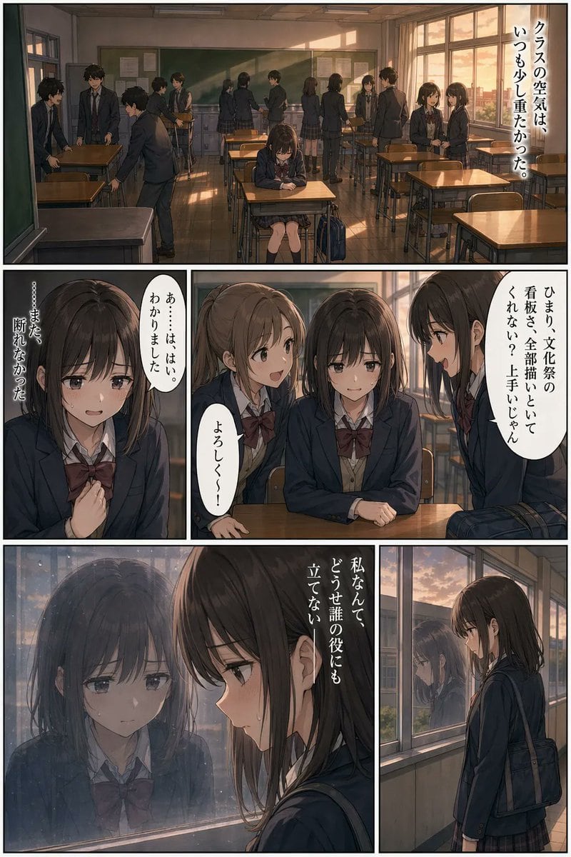 Ready-to-edit 8-page manga batch generation sample, shown as one page image prompt.
