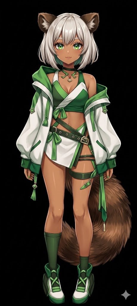 Using REFERENCE_0, transform the flat-colored character into a fully rendered, high-quality anime illustration. Apply detailed shading, glossy highlights, and depth to the skin, hair, eye...