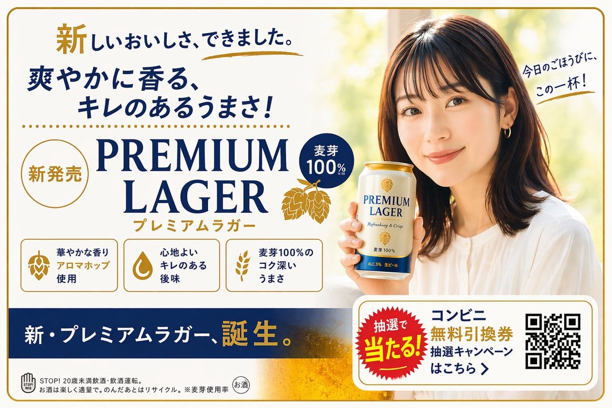 Ready-to-edit Japanese beverage advertisement banner image prompt.
