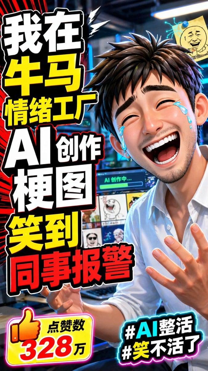 一个用于设计社交媒体病毒式视频封面的提示词，包含醒目的文字和夸张的面部表情。