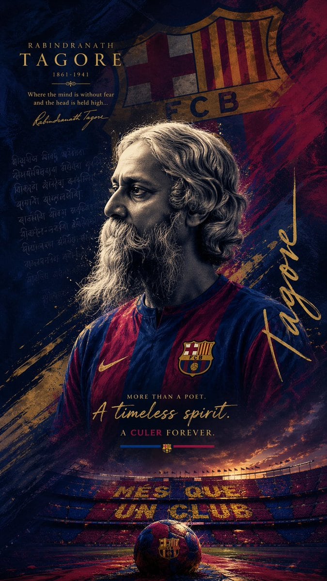 Create a dramatic vertical football tribute poster in a dark cinematic mixed-media style, combining fine-art portraiture, sports branding, textured grunge painting, and premium editorial...