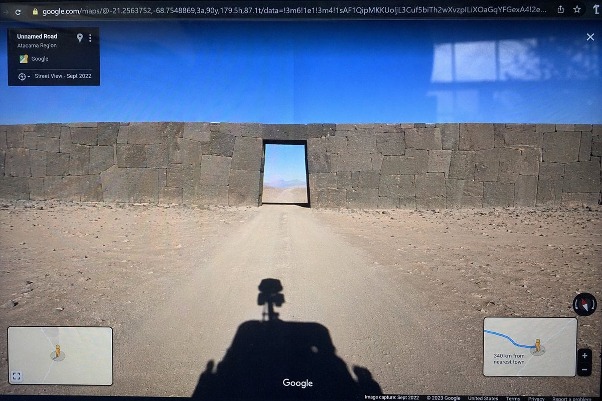 Ready-to-edit photograph of a computer monitor displaying a Google Maps Street View interface image prompt.