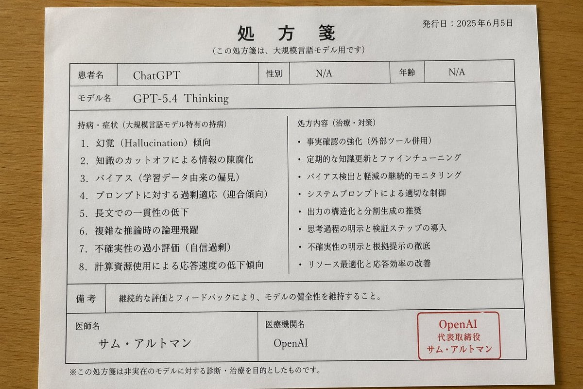 Ready-to-edit Japanese prescription document parody image prompt.
