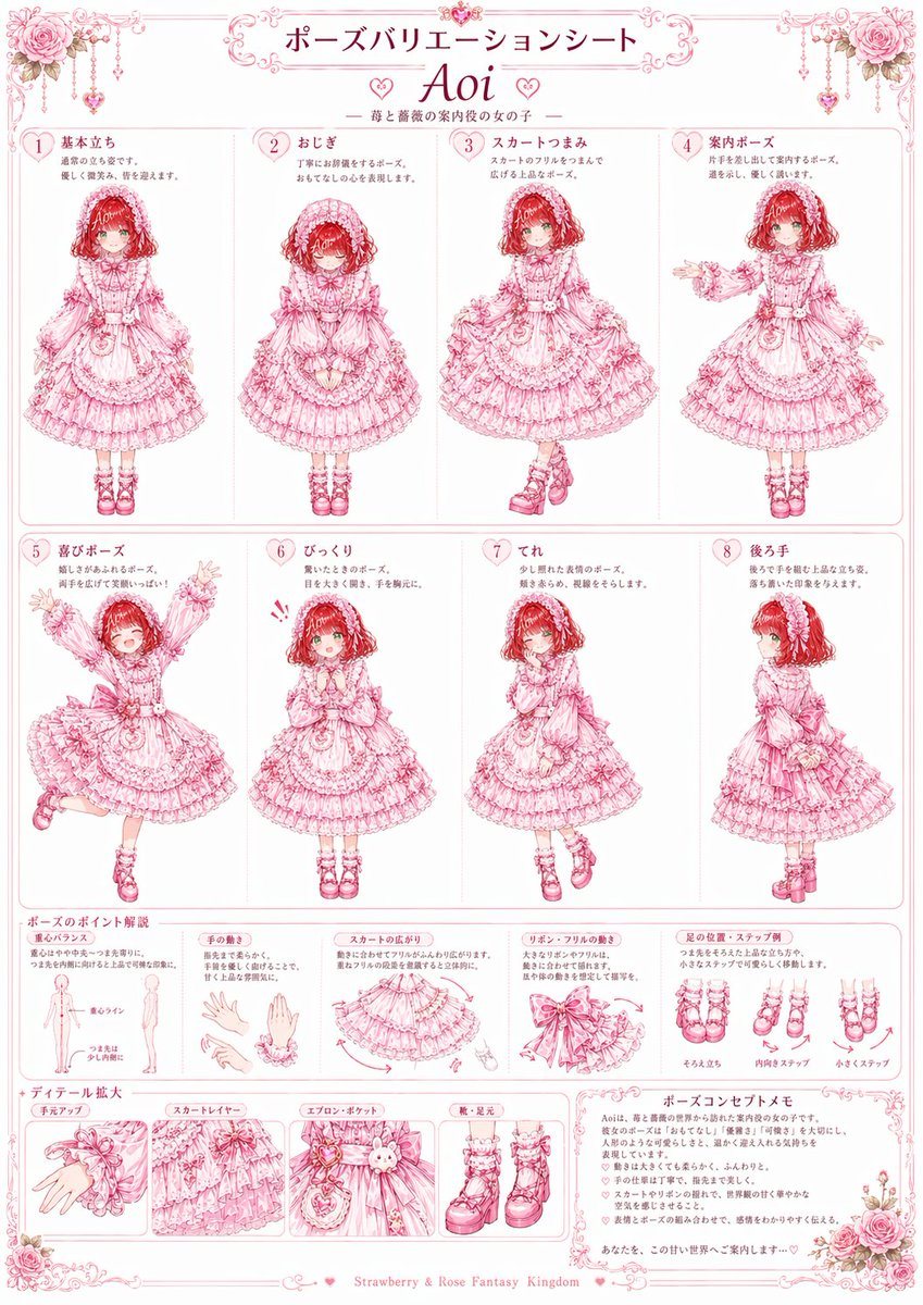 Ready-to-edit anime character pose variation sheet image prompt.