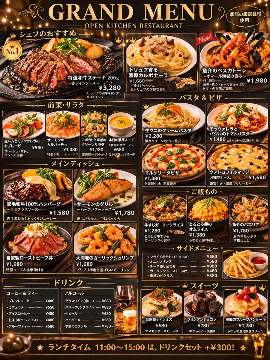 Ready-to-edit restaurant menu design image prompt.