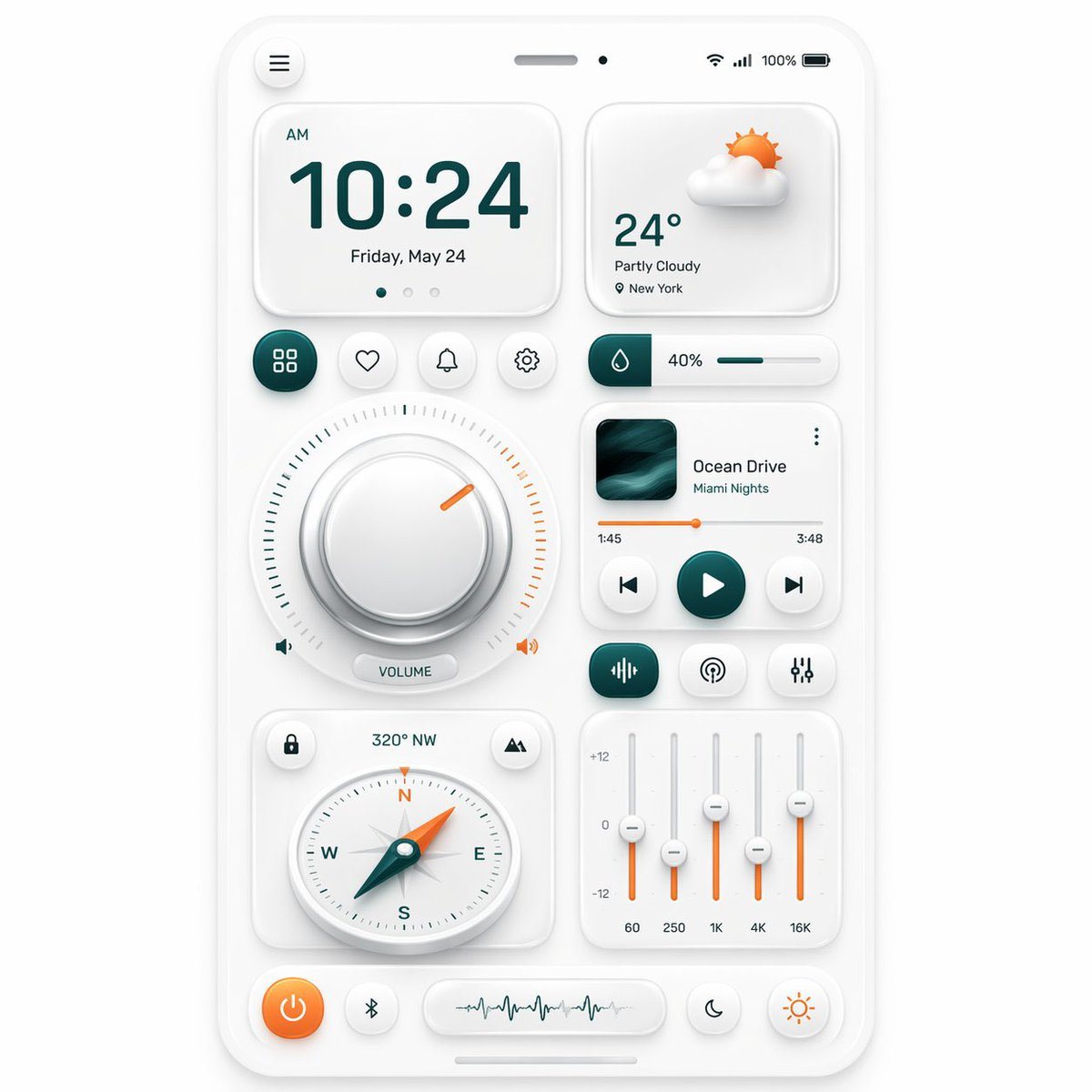 Ready-to-edit neumorphic mobile dashboard UI showcase image prompt.
