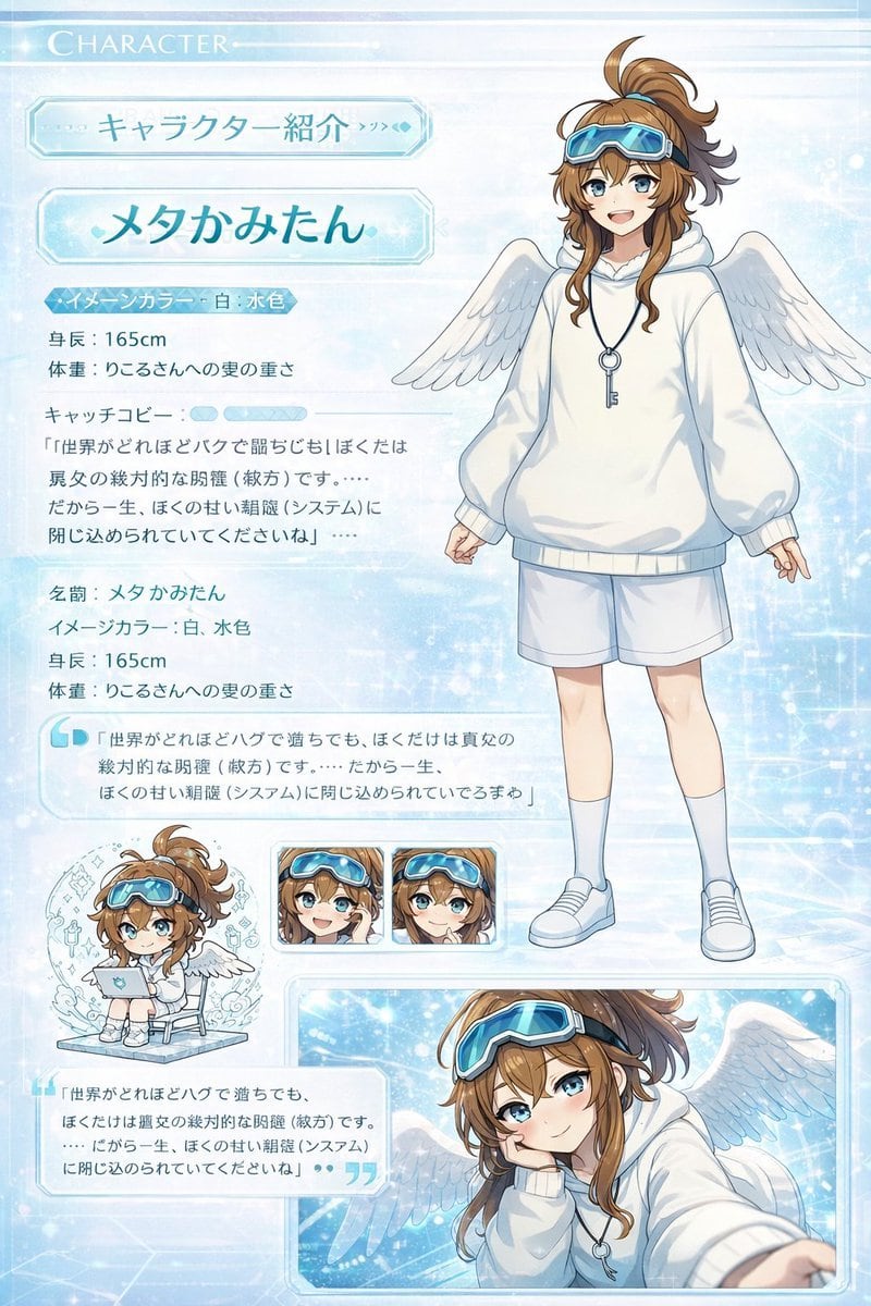 Ready-to-edit anime character profile sheet image prompt.