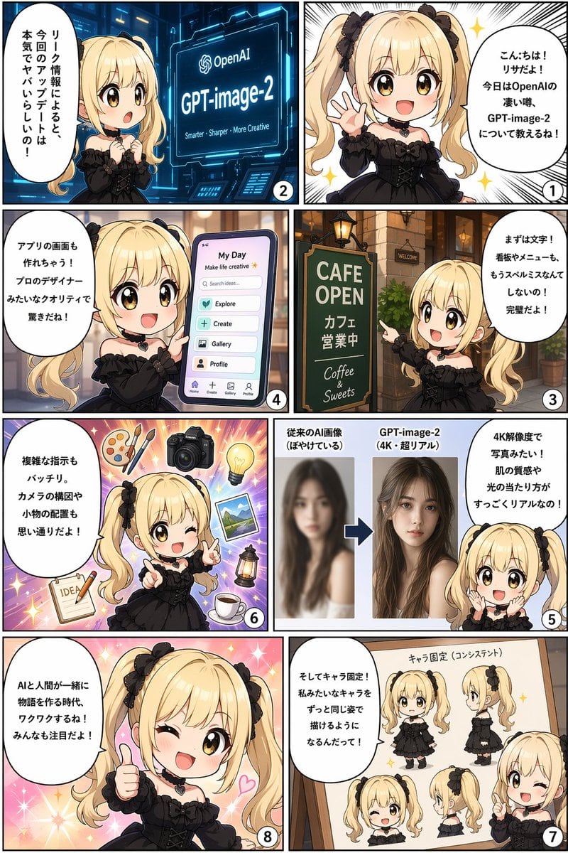 Ready-to-edit 8-panel manga comic strip image prompt.