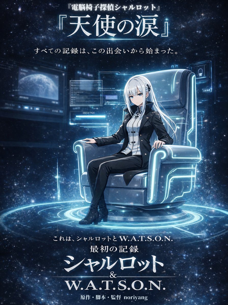 Generates a cinematic sci-fi anime poster featuring a character sitting in a high-tech chair in space, complete with customizable titles and taglines.