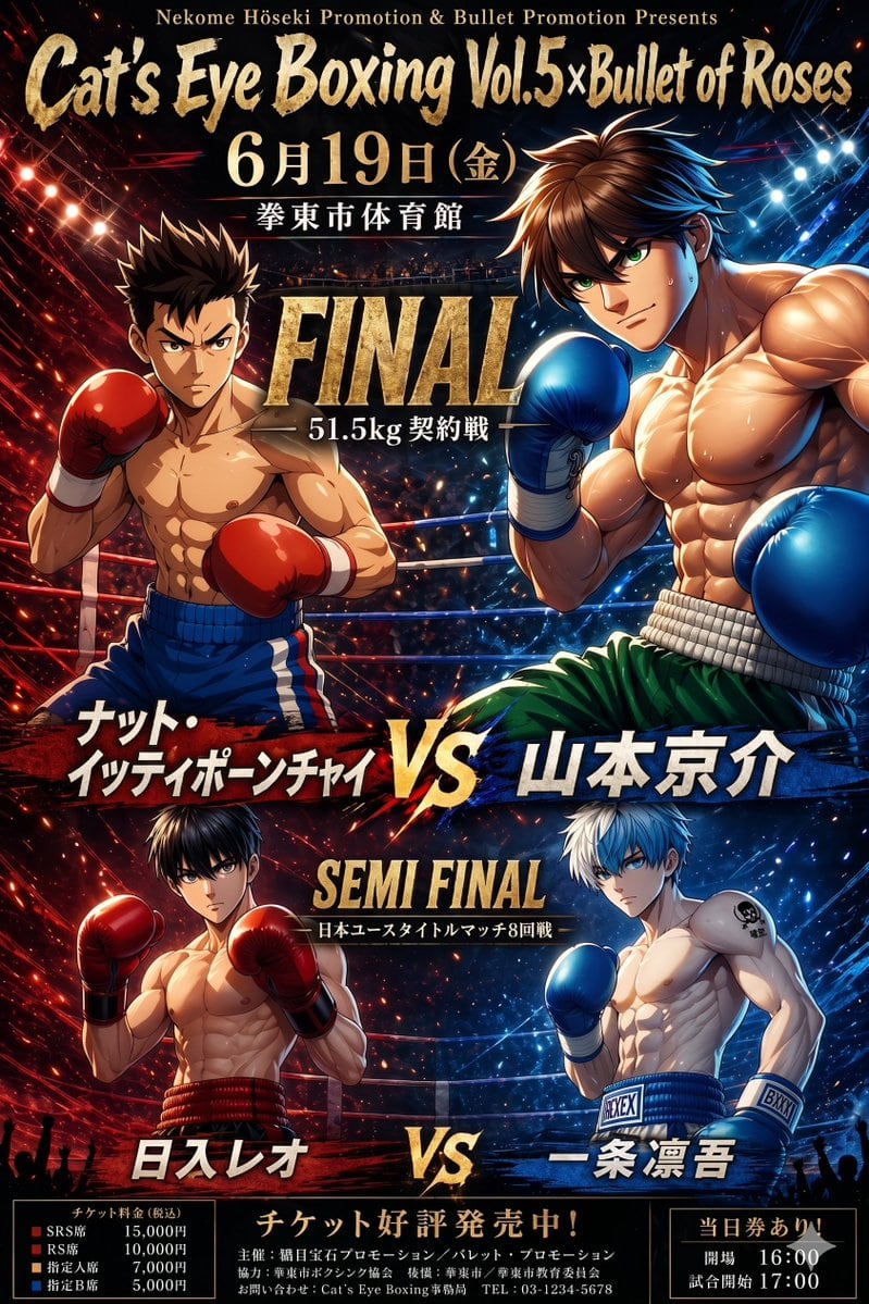 Ready-to-edit anime boxing event poster image prompt.