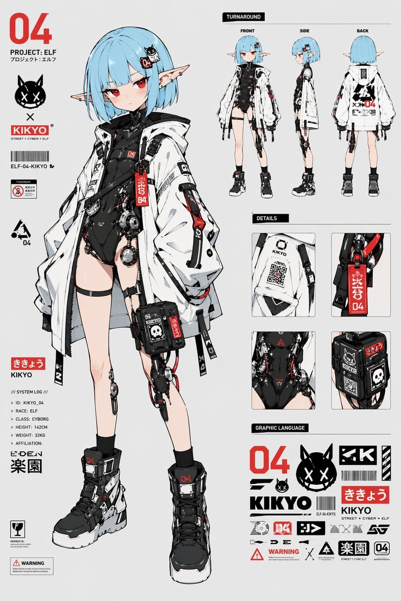 Ready-to-edit anime character reference sheet image prompt.