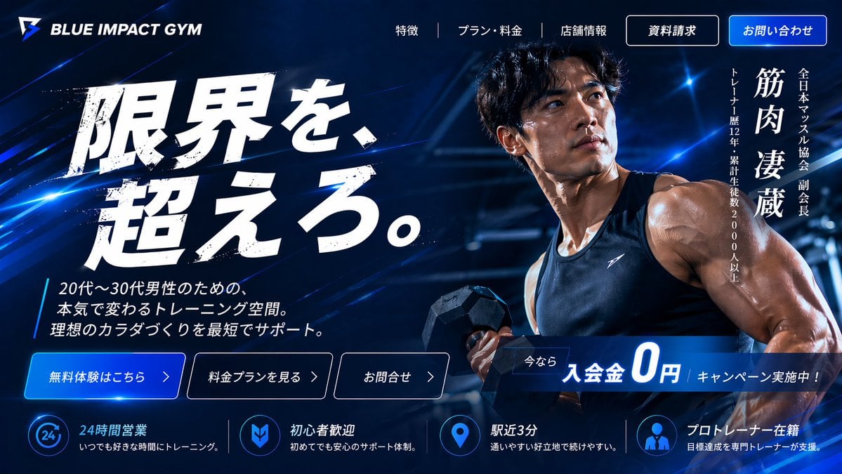 Ready-to-edit fitness gym website hero section mockup image prompt.