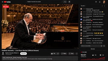 Vladimir Horowitz performs a live piano recital streamed on YouTube